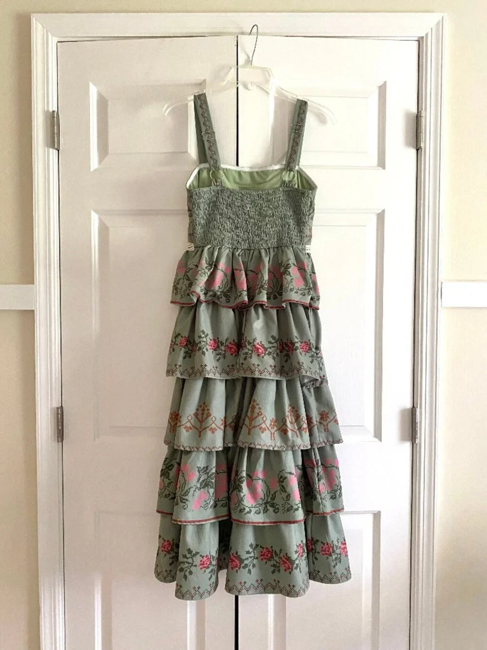 Vintage Tiered Embroidered Dress S